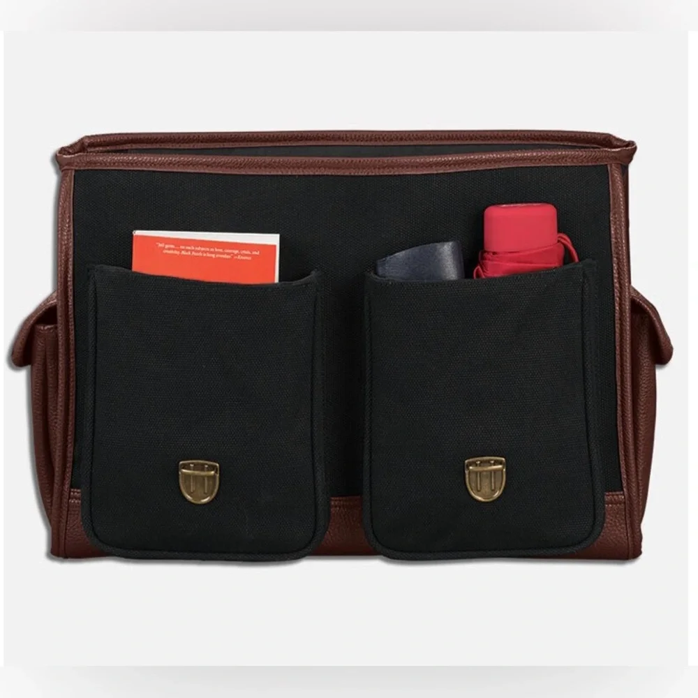 The Ultimate Messenger Bag Black Brown Canvas Faux Leather Trim Preppy Business